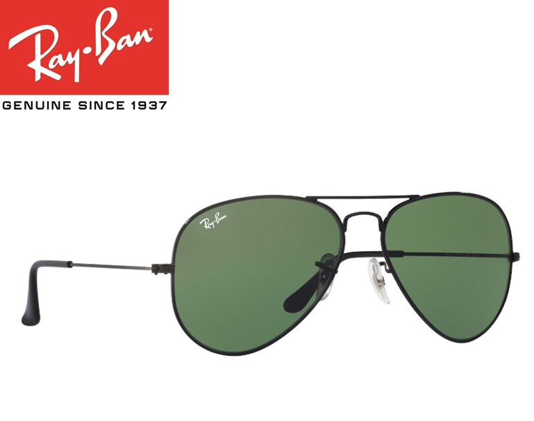 RAY-BAN RB3025 Black - Unisex Sunglasses, Green Lens